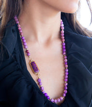 Load image into Gallery viewer, Purple Turquoise Linked Golden Necklace