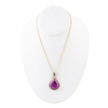 Load image into Gallery viewer, Purple Turquoise Teardrop Golden Pendant Necklace