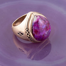 Load image into Gallery viewer, Purple Turquoise Golden Teardrop Ring