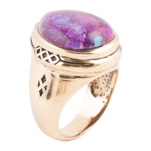 Load image into Gallery viewer, Purple Turquoise Golden Teardrop Ring