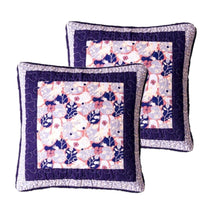 Load image into Gallery viewer, DaDa Bedding Set of 2-Pieces Peachy Blossoms Purple Floral Patchwork Throw Pillow Covers, 18" x 18" - Designed in USA (JHW877)