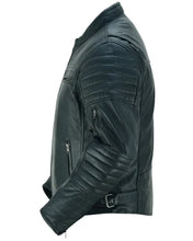 Load image into Gallery viewer, Men's Lightweight Drum Dyed Naked Lambskin Crossover Scooter - Black