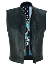 Load image into Gallery viewer, Private Men's Black Leather Motorcycle Vest