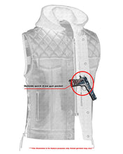 Load image into Gallery viewer, Men's Road Edge Leather Black Vest – Removable Hood