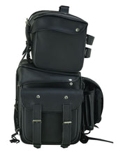 Load image into Gallery viewer, Leather Black PVC Large Four Piece Motorcycle Touring Tail Bag