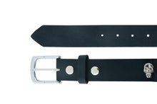 Load image into Gallery viewer, BLT Skull Heads Black Genuine Leather Belt