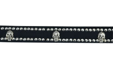 Load image into Gallery viewer, BLT Black Leather Belt with Silver Studs and Skulls