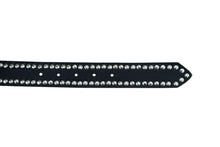 Load image into Gallery viewer, BLT Black Leather Belt with Silver Studs and Skulls