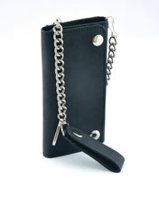 Load image into Gallery viewer, BWC238 Matte Black Biker Leather Wallet with Chain