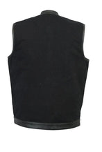 Load image into Gallery viewer, Men's Black Denim Single Panel Concealment Vest W/ Leather Trim