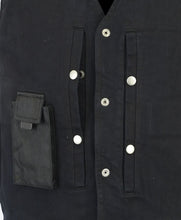 Load image into Gallery viewer, Men's Black Denim Motorcycle Vest – Single Panel Back