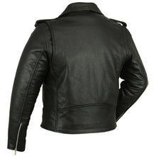 Load image into Gallery viewer, Men's Classic Plain Side Police Style Motorcycle Jacket - Black