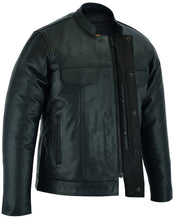 Load image into Gallery viewer, Men's Full Cut Black Leather Shirt with Zipper/Snap Front