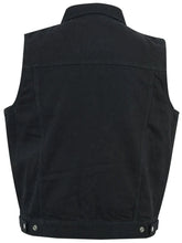 Load image into Gallery viewer, Snap Front Men's Denim Motorcycle Vest  - Black