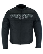 Load image into Gallery viewer, Men's Textile Scooter Style Jacket w/ Reflective Skulls