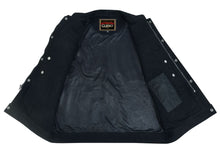 Load image into Gallery viewer, Weston Black Men's Denim Motorcycle Vest – Single Panel Back