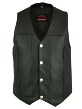 Load image into Gallery viewer, Men's Milled Single Back Panel Leather  Vest - Black