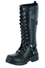 Load image into Gallery viewer, Women's 15 Inch Black Leather Stylish Harness Boot