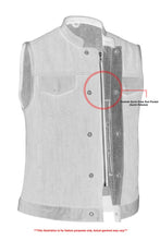 Load image into Gallery viewer, Women's Broken Blue Rough Rub-Off Raw Finish Denim Vest W/Leath