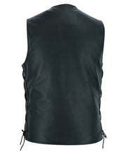 Load image into Gallery viewer, Men's Tall Classic Tapered Bottom Biker Leather Vest- Black