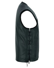 Load image into Gallery viewer, Men's Tall Classic Tapered Bottom Biker Leather Vest- Black