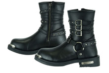 Load image into Gallery viewer, Women's 9 Inch Black Triple Buckle Leather Harness Boot