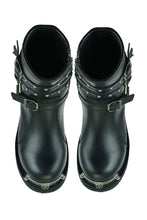 Load image into Gallery viewer, Women's 9 Inch Black Triple Buckle Leather Harness Boot