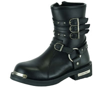 Load image into Gallery viewer, Women's 9 Inch Black Triple Buckle Leather Harness Boot