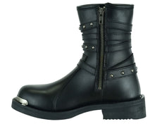 Load image into Gallery viewer, Women's 9 Inch Black Triple Buckle Leather Harness Boot