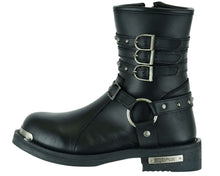 Load image into Gallery viewer, Women's 9 Inch Black Triple Buckle Leather Harness Boot