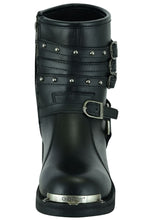Load image into Gallery viewer, Women's 9 Inch Black Triple Buckle Leather Harness Boot