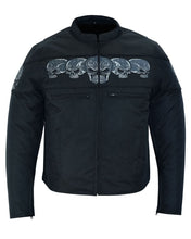 Load image into Gallery viewer, Men's Textile Scooter Style Jacket w/ Reflective Skulls