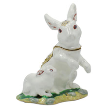 Load image into Gallery viewer, Bunny Family Jeweled Trinket Box Figurine