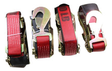 Load image into Gallery viewer, Qty 4 Axle Strap Tie Downs 24" Long &amp; Qty 4 Ratchet Tow Straps Car Haulers | RED