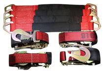 Load image into Gallery viewer, Qty 4 Axle Strap Tie Downs 24" Long &amp; Qty 4 Ratchet Tow Straps Car Haulers | RED