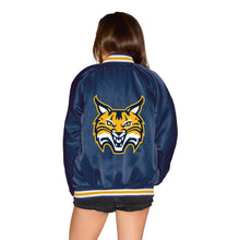 Load image into Gallery viewer, Quinnipiac Satin Letterman Bomber Jacket