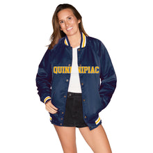 Load image into Gallery viewer, Quinnipiac Satin Letterman Bomber Jacket