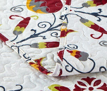 Load image into Gallery viewer, DaDa Bedding Casablanca Garden Mediterranean Floral Red &amp; White Quilted Bedspread Set (HS-11130)