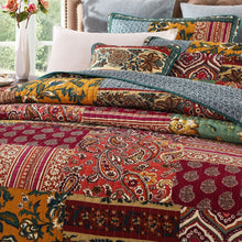 Load image into Gallery viewer, DaDa Bedding Dark Elegance Bohemian Floral Cotton Patchwork Bedspread Set (JHW-550)