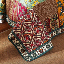 Load image into Gallery viewer, DaDa Bedding Dark Elegance Bohemian Floral Cotton Patchwork Bedspread Set (JHW-550)