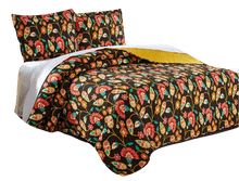 Load image into Gallery viewer, DaDa Bedding Marigold’s Floral Brown Yellow Botanical Garden Quilted Bedspread Set (HS-3330)
