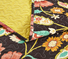 Load image into Gallery viewer, DaDa Bedding Marigold’s Floral Brown Yellow Botanical Garden Quilted Bedspread Set (HS-3330)