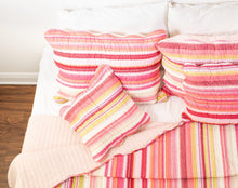 Load image into Gallery viewer, DaDa Bedding Multi-Red Pink Boho Summer Stripes Scalloped Lightweight Coverlet Bedspread Set (DXJ101824)
