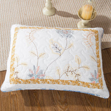Load image into Gallery viewer, Tache Coastal Cottage Embroidered White Blue Yellow Floral Cotton Patchwork Quilt Set (JHW-668)