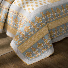 Load image into Gallery viewer, Tache 2-3 Piece Gilded Garden 100% Cotton Floral Gold Quilt Bedspread Set (JHW-631)