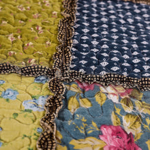 Load image into Gallery viewer, Tache Spring Shower Olive Green Navy Blue Floral Scalloped Cotton Patchwork Quilt Set (DXJ10077)
