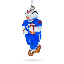 Load image into Gallery viewer, Snowman Football Player Glass Christmas Ornament