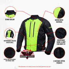 Load image into Gallery viewer, Hi-Viz blast Micro Mesh Mens Motorcycle Jacket – Lightweight