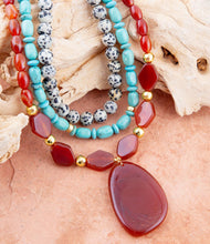 Load image into Gallery viewer, Red Carnelian Colorful Golden Pendant Necklace