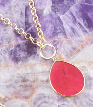 Load image into Gallery viewer, Red Jade Teardrop Golden Chain Necklace
